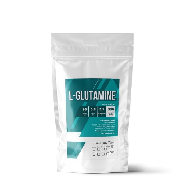 Амінокислота L-Glutamine Без смаку для м'язової тканини на 20 порцій 100 г (21-125-glu-bs100)