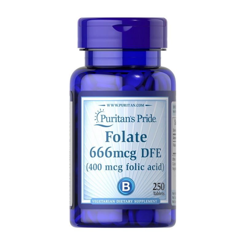 Фолат Puritan's Pride Folate 666 мкг DFE Folic Acid 400 мкг 250 капс. (08828-01)