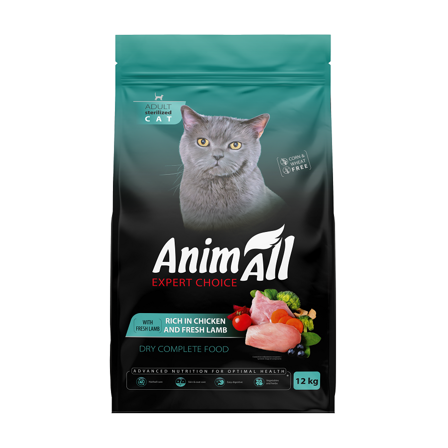 Корм сухой для стерилизованных кошек AnimAll Полнорационный с курицей и свежей ягнятиной 12 кг (2998381779) Корм сухой для стерилизованных кошек AnimAll Полнорационный с курицей и свежей ягнятиной 12 кг (2998381779)