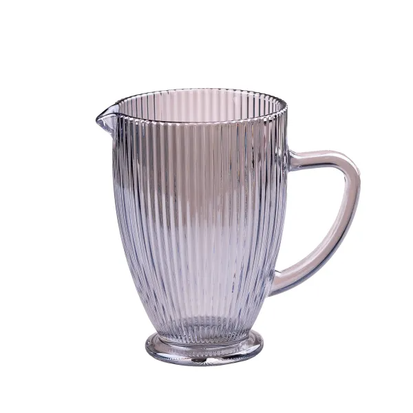 Кувшин для напитков фигурный прозрачный ребристый из толстого стекла 1,2 л Голубой