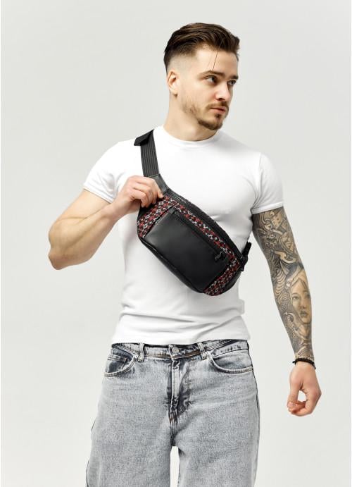 Поясная сумка мужская Sambag из экокожи Черный (1023031512)