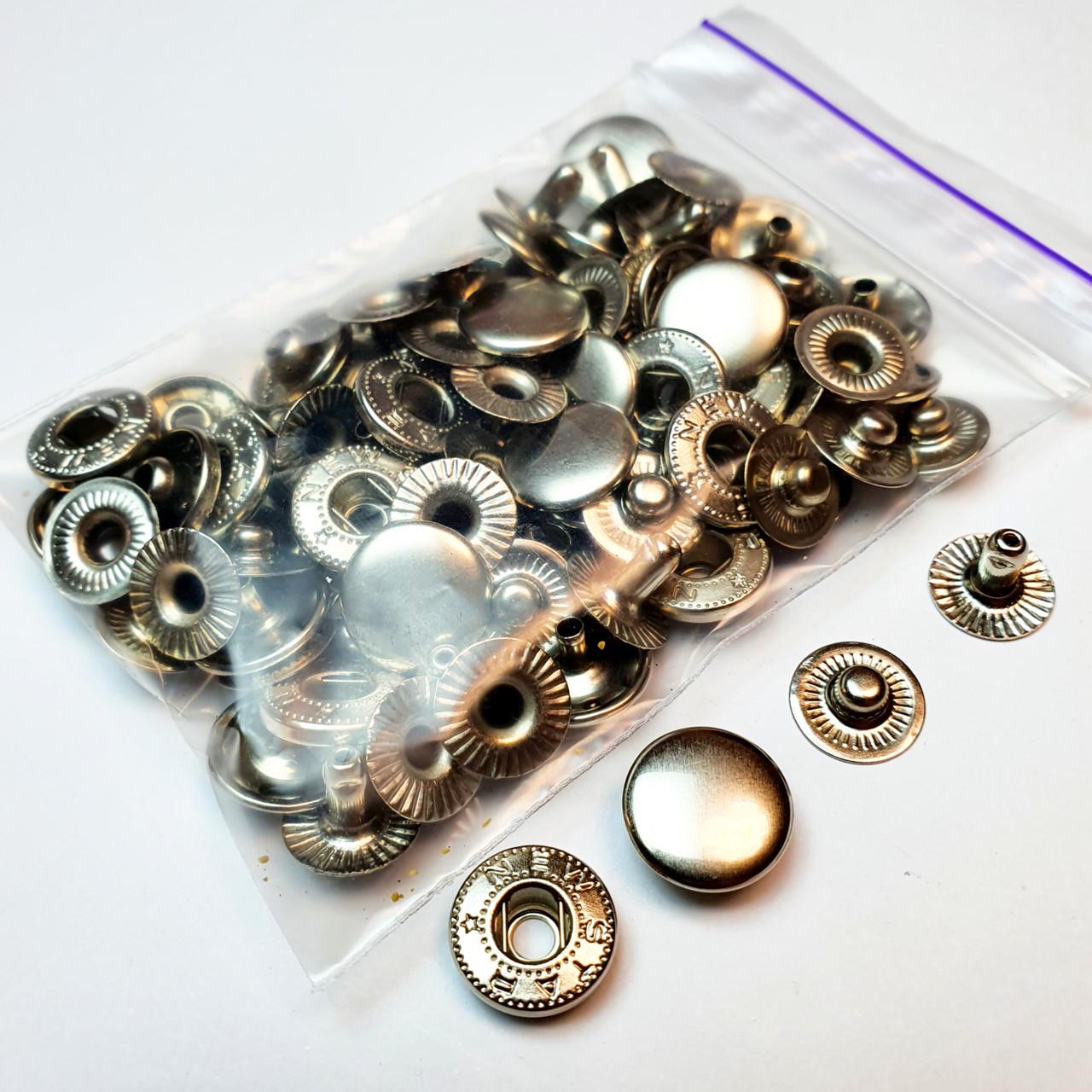 Кнопка металева Strong Alfa 12,5 мм 20 шт. Сріблястий нікель