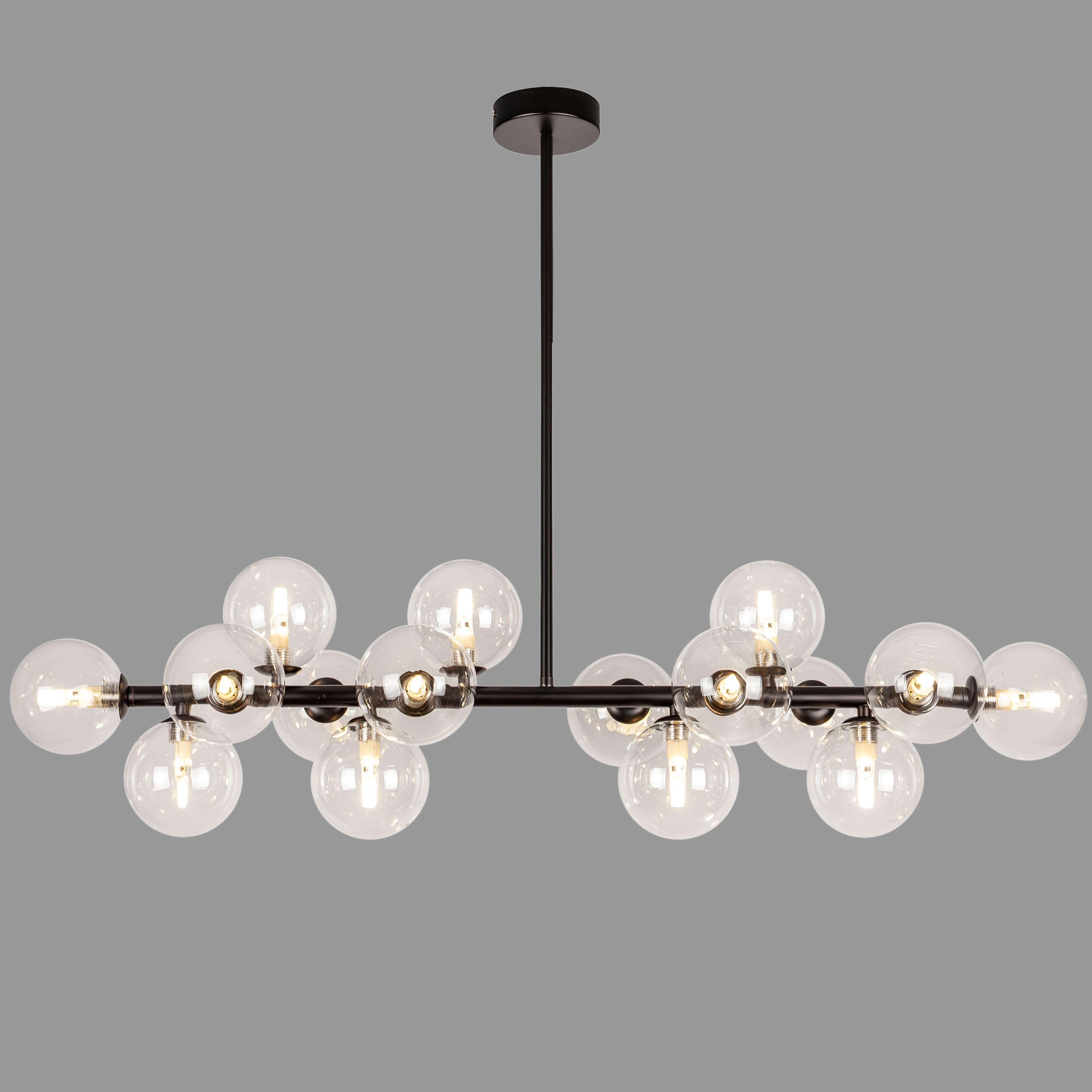 Люстра длинная Bubbles на 16 ламп Черный (84-1020-16 BK+CL)