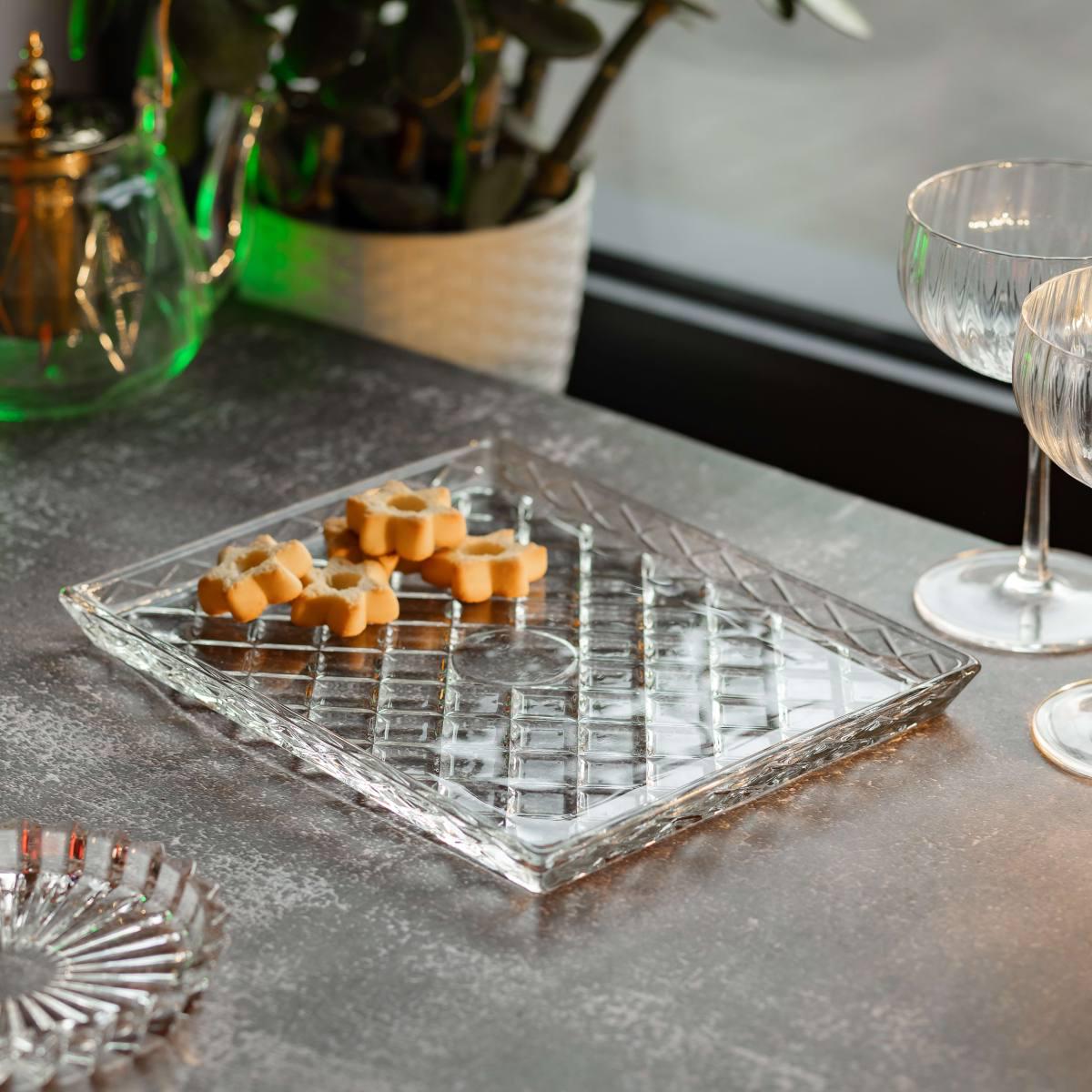 Блюдо для закусок Lirmartur HP-YH-39 стеклянное 24,5х20,5х2 см Прозрачный (25029586) - фото 5