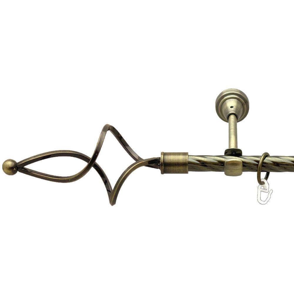 Карниз Orvit Ажур Хвилястий металевий однорядний відкритий скручена труба кільце металеве 16 мм 160 см Антик (00-00022277)