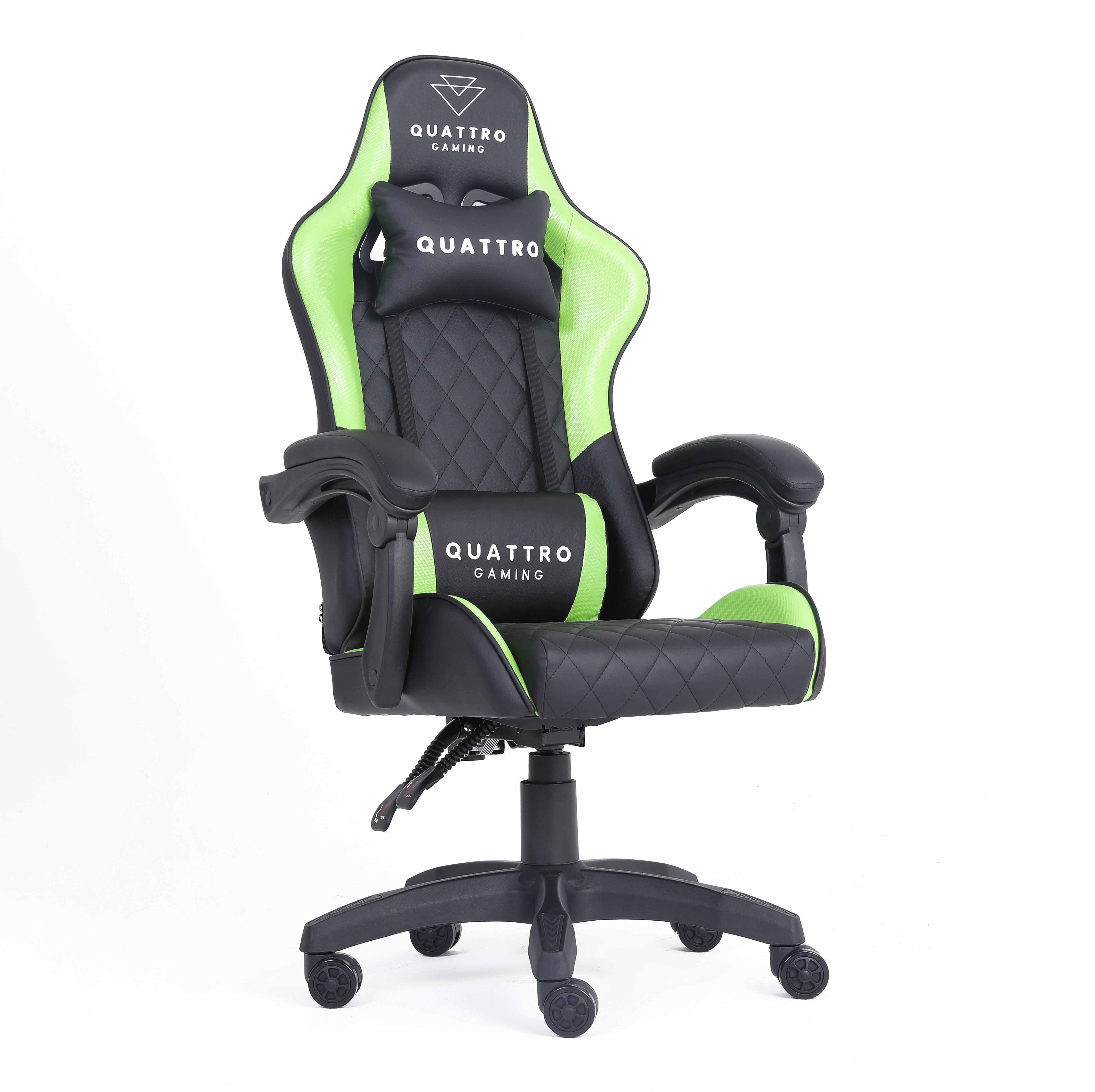 Компьютерное кресло с карбоновыми вставками Carbon Quattro Gaming Черно-зеленый (13147345)