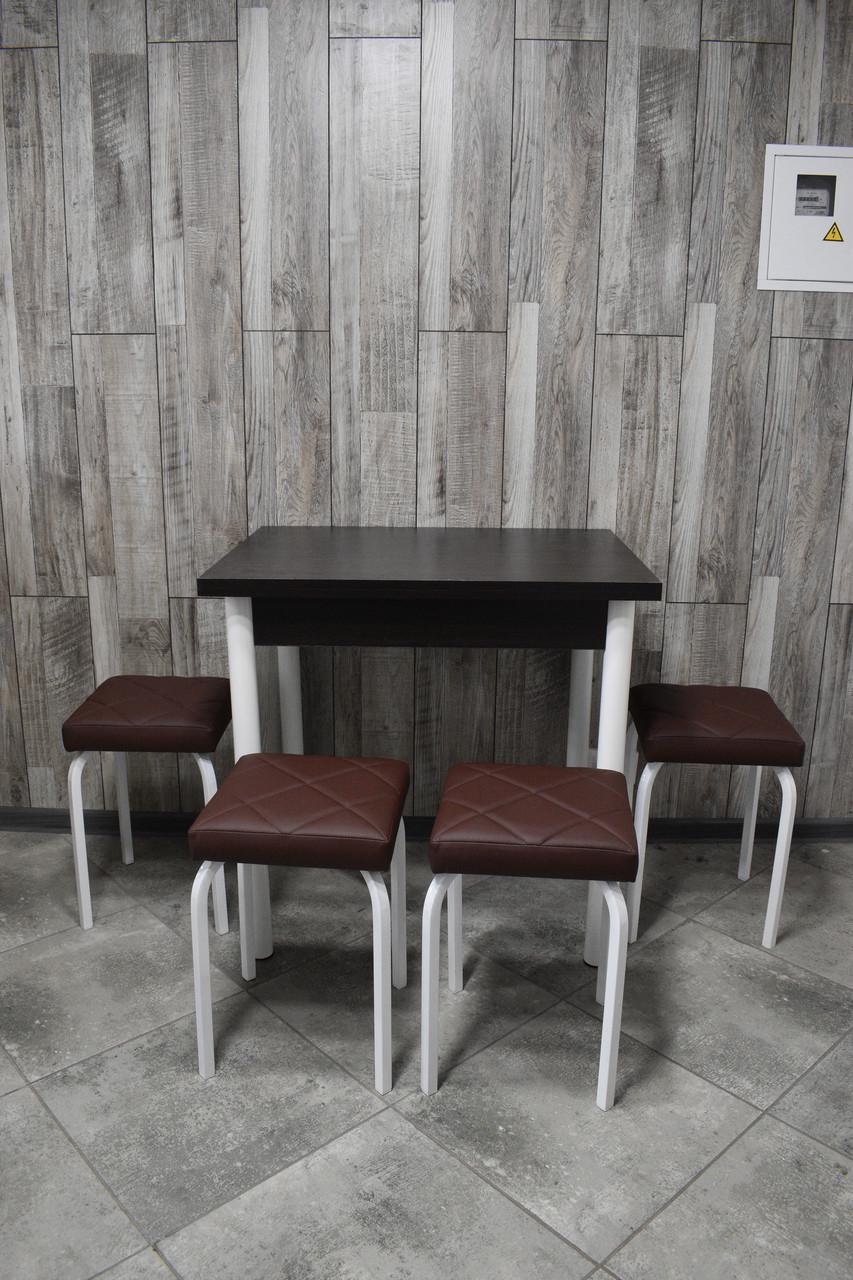 Кухонний комплект Оскар стіл розкладний/табурети 4 шт. Стандарт 60х80/80х120х75 см Чорний/Коричневий (28374973)