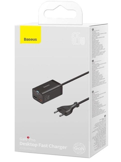 Зарядное устройство BASEUS GaN3 Pro Desktop Fast Charger QC4.0+PD3.0 65W 2 USB + 2 Type-C 3A с кабелем 100W 20V/5A 1 м (18966031) - фото 4