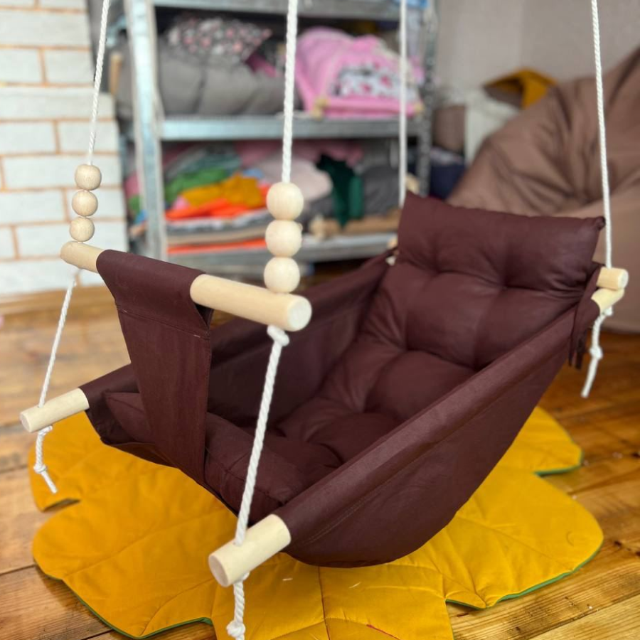 Детские качели подвесные из хлопка Колыбель Коричневый (gs-8523)