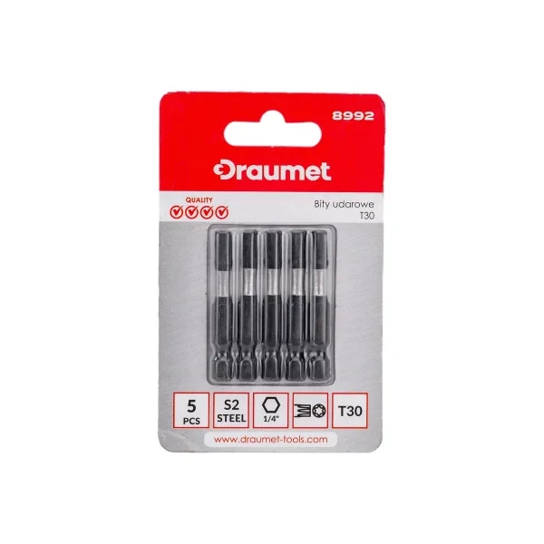 Біти Torx T30 Draumet 8992 50 мм сталь S2 5 шт. (2745055276)