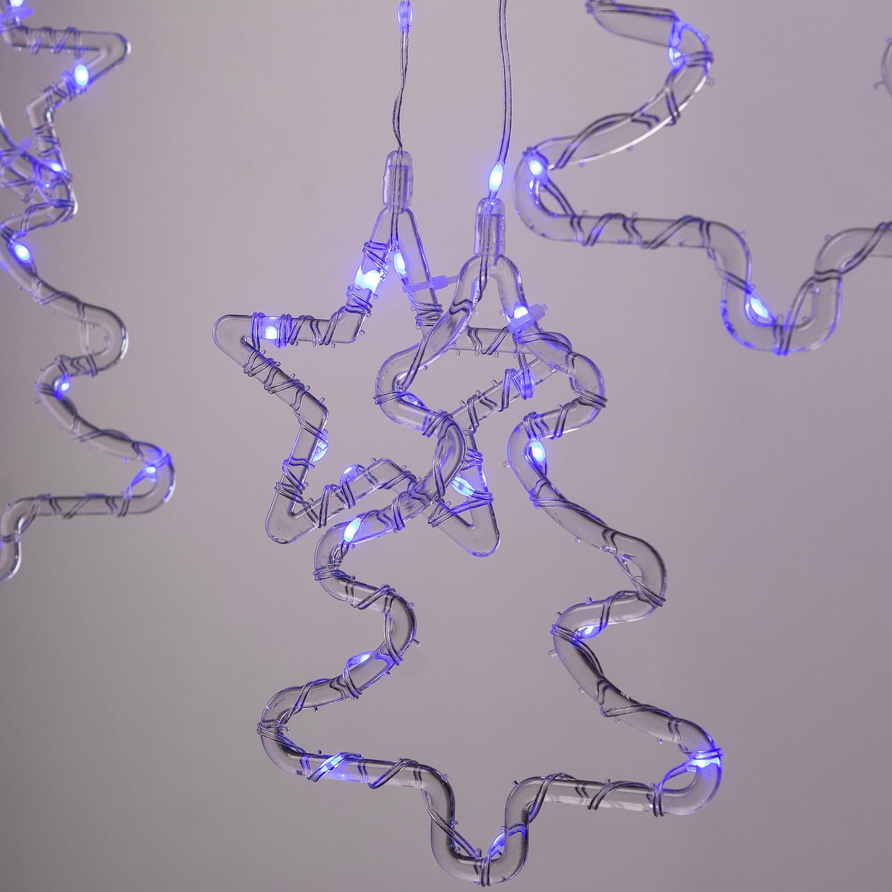 Гірлянда-штора світлодіодна GarlandoPro зірка та ялинка 120 LED 8 режимів Синій 3х0,9 м (3043) - фото 1