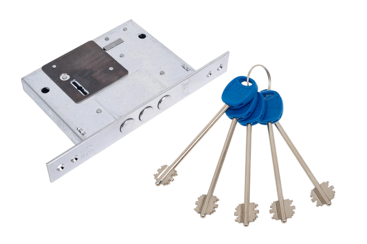 Замок сувальдний Kale Kilit 257/L нікель без зустрічної планки Cиній ключ (560100099) Замок сувальдний Kale Kilit 257/L нікель без зустрічної планки Cиній ключ (560100099)