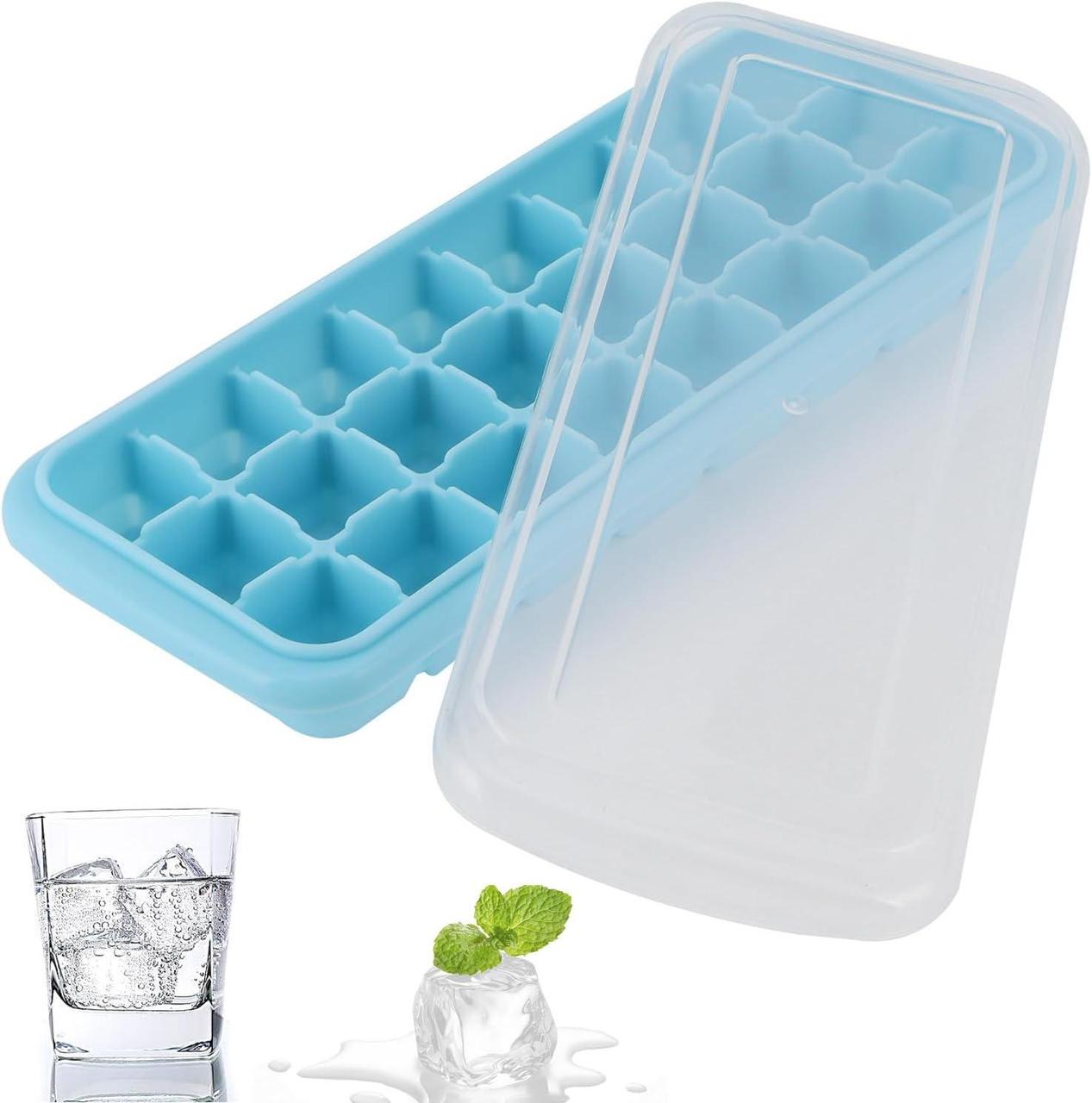 Форма для льоду силіконова з кришкою Кубики 24 комірки Блакитний (Е051484) - фото 2