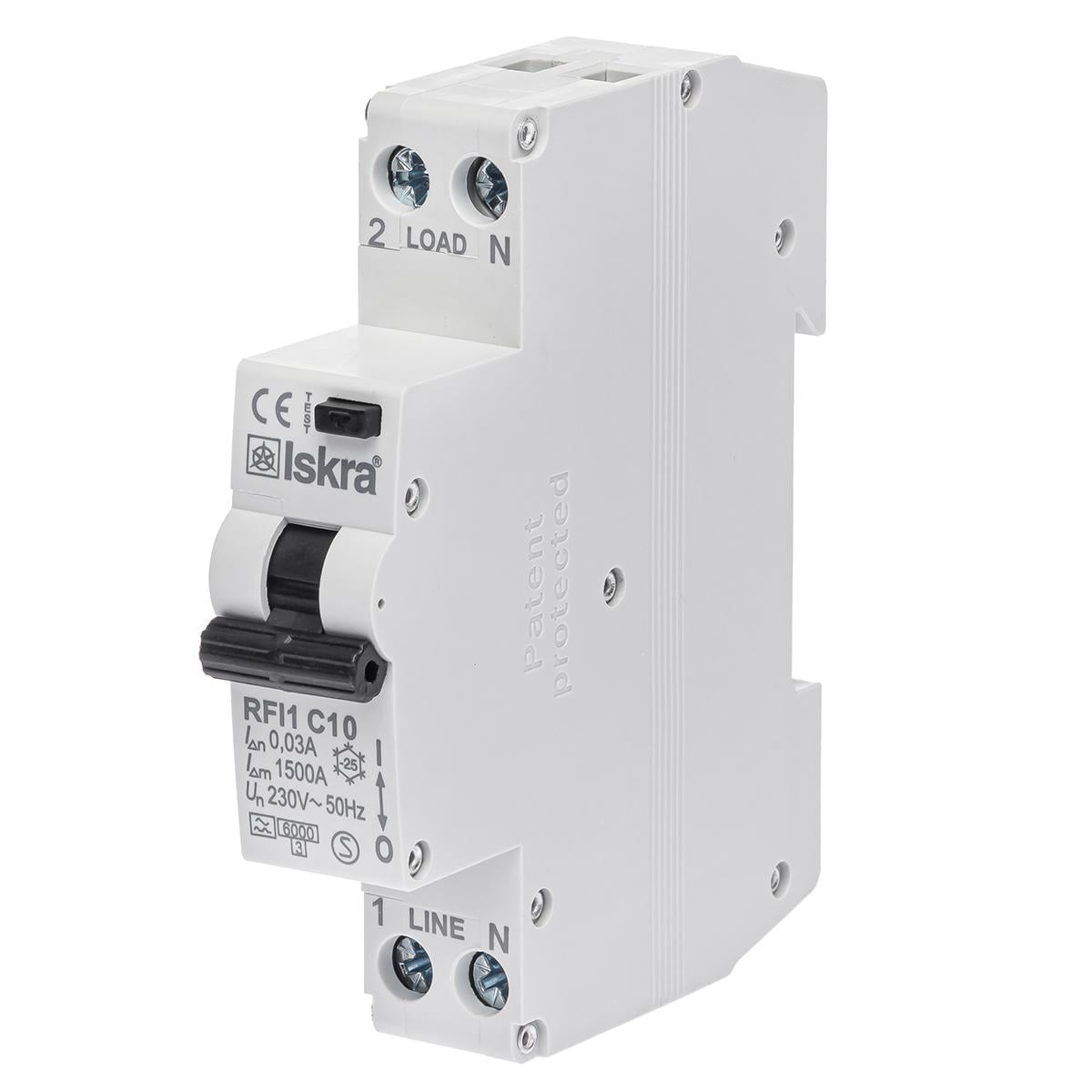 Дифференциальный выключатель ISKRA RFI1C10A 10A 30 mA AC 1P N (786100919000)