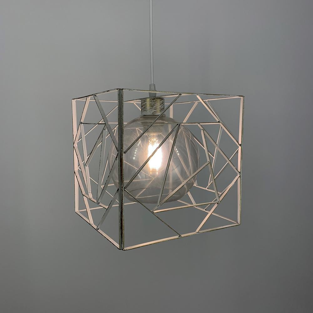 Люстра LineF лофт Куб з позолотою Білий (12120/1 WT+CL) - фото 4