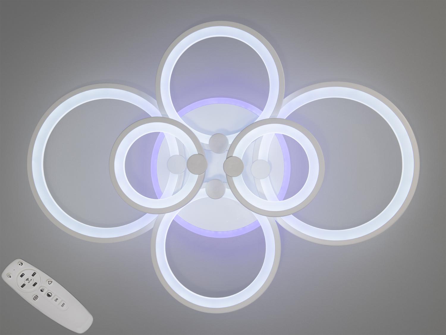 Люстра LED для низких потолков с пультом 8022-6WH-LS 135W на 19 кв.м Белый (1508072173) - фото 2 Люстра LED для низких потолков с пультом 8022-6WH-LS 135W на 19 кв.м Белый (1508072173) - фото 2