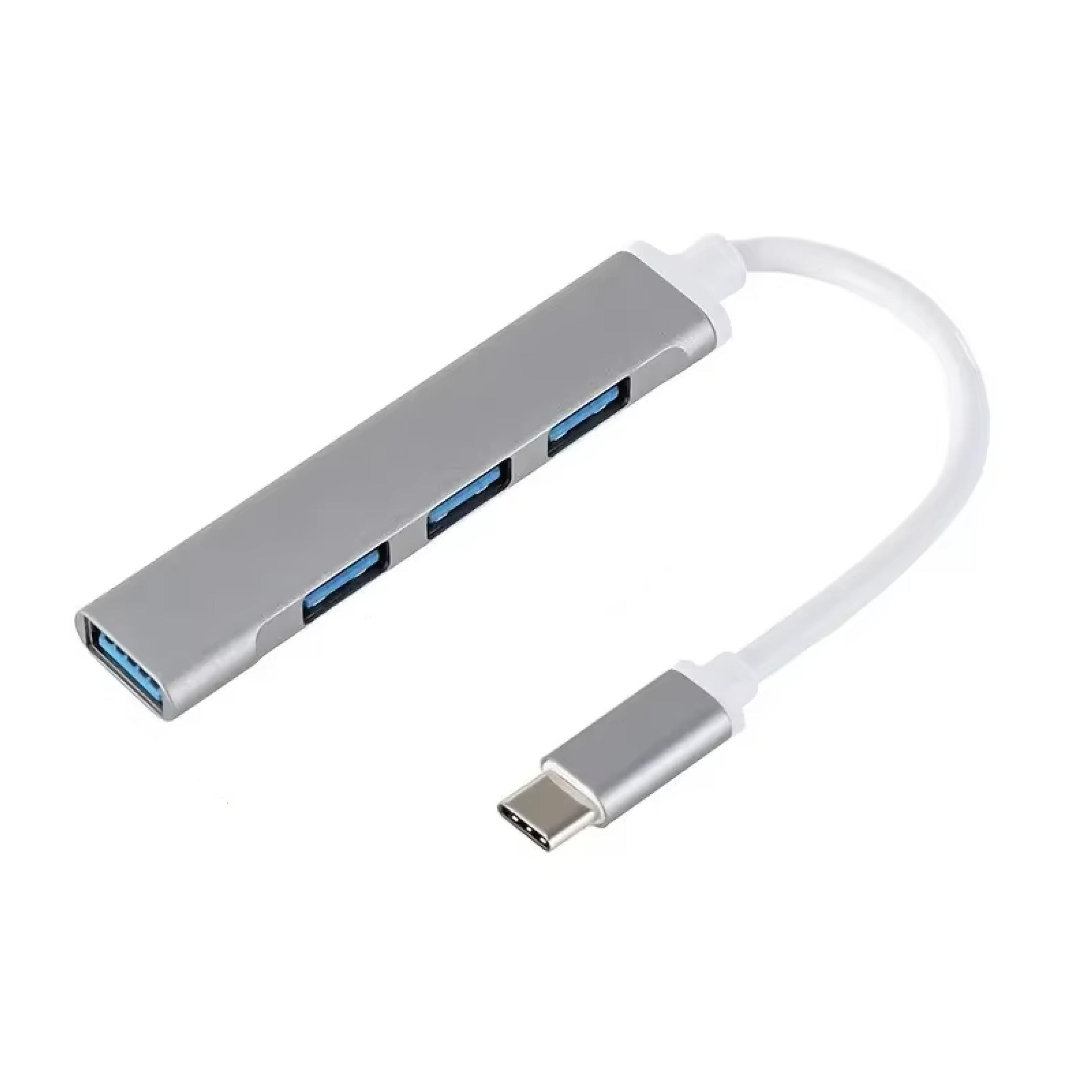USB-хаб Everon USB 3.0 Type-C на 4 порта 1хUSB 3.0 и 3хUSB 2.0 алюминиевый корпус Серебристый (4USB-C)