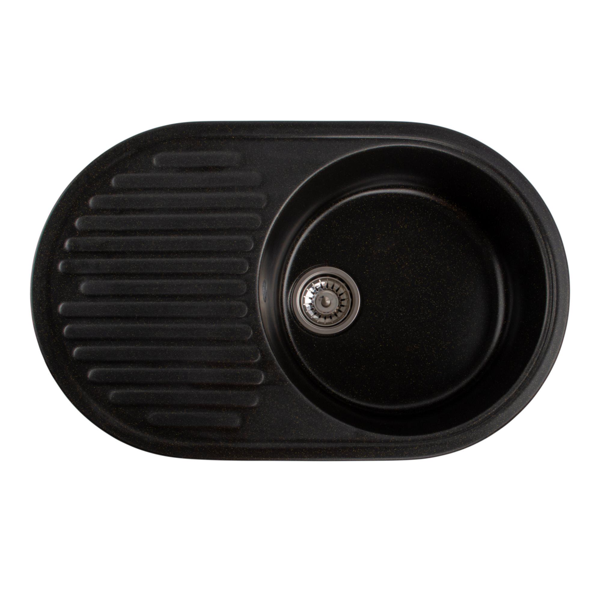 Мийка для кухні гранітна Platinum 7346 ASTORIA глянцева Чорний