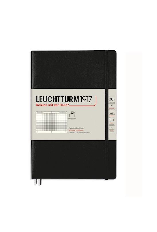 Блокнот Leuchtturm1917 Paperback B6 мягкая обложка клетка Черный (362869)