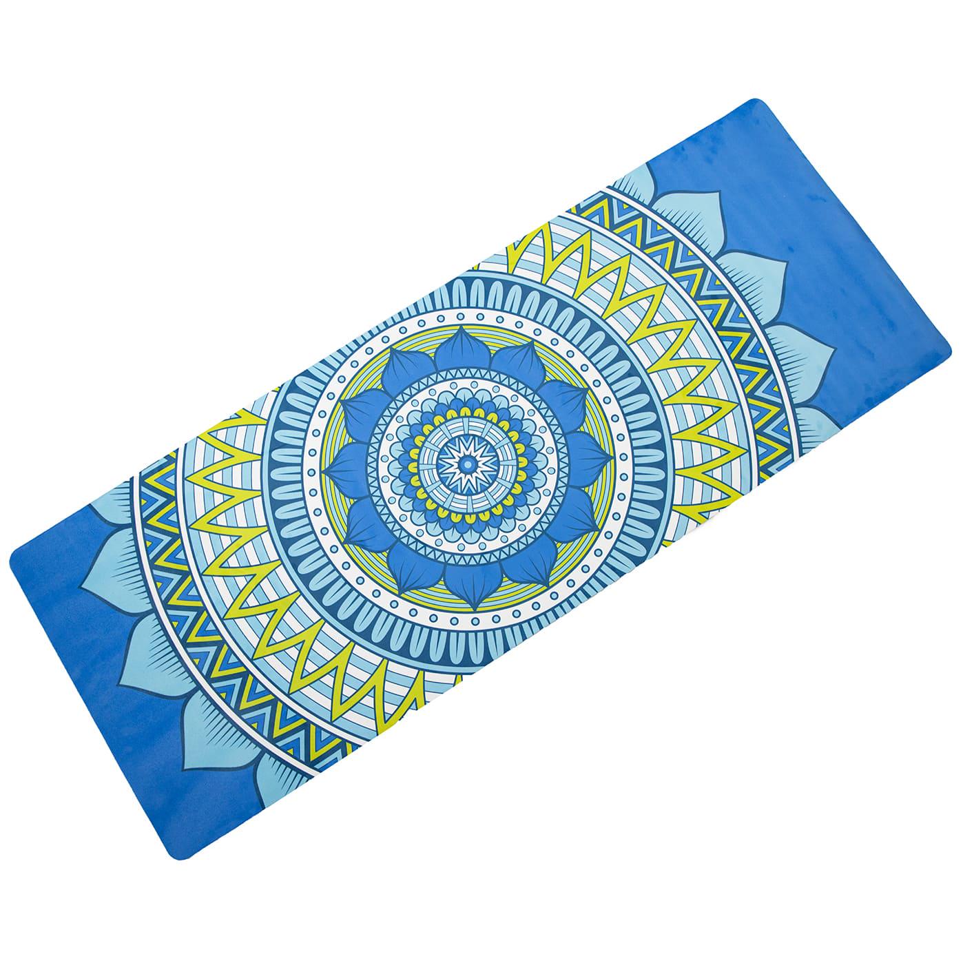 Килимок для йоги та фітнесу OSPORT каучук/замша 4 мм 183x68 см Синьо-бірюзовий (OF-0286-0082) - фото 3