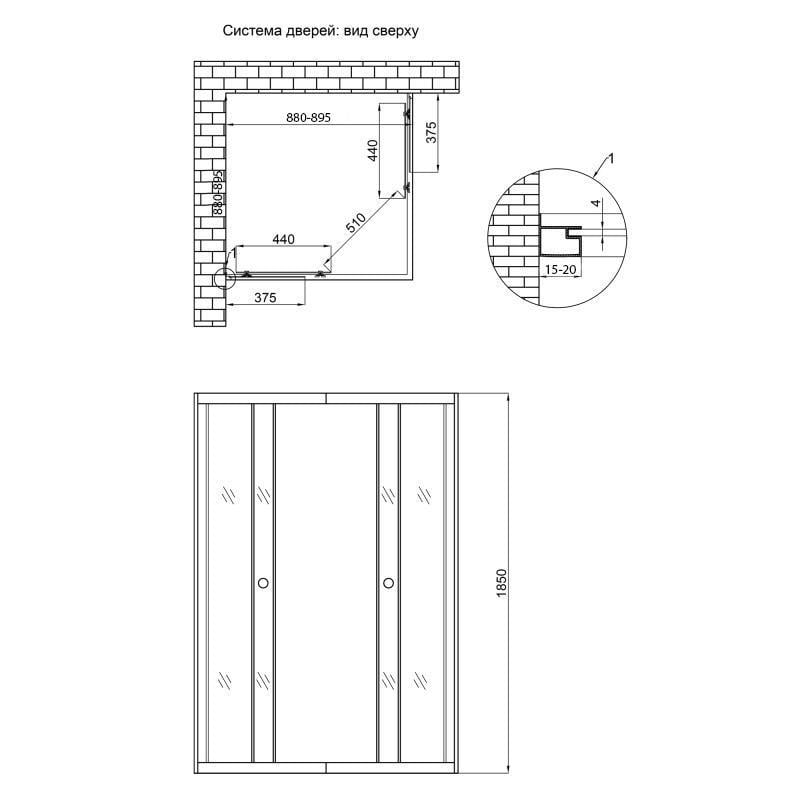 Душова кабіна Lidz Latwa Wawel SC90x90.SAT.LOW.GR (LWASC9090SATLOWGR2) - фото 7