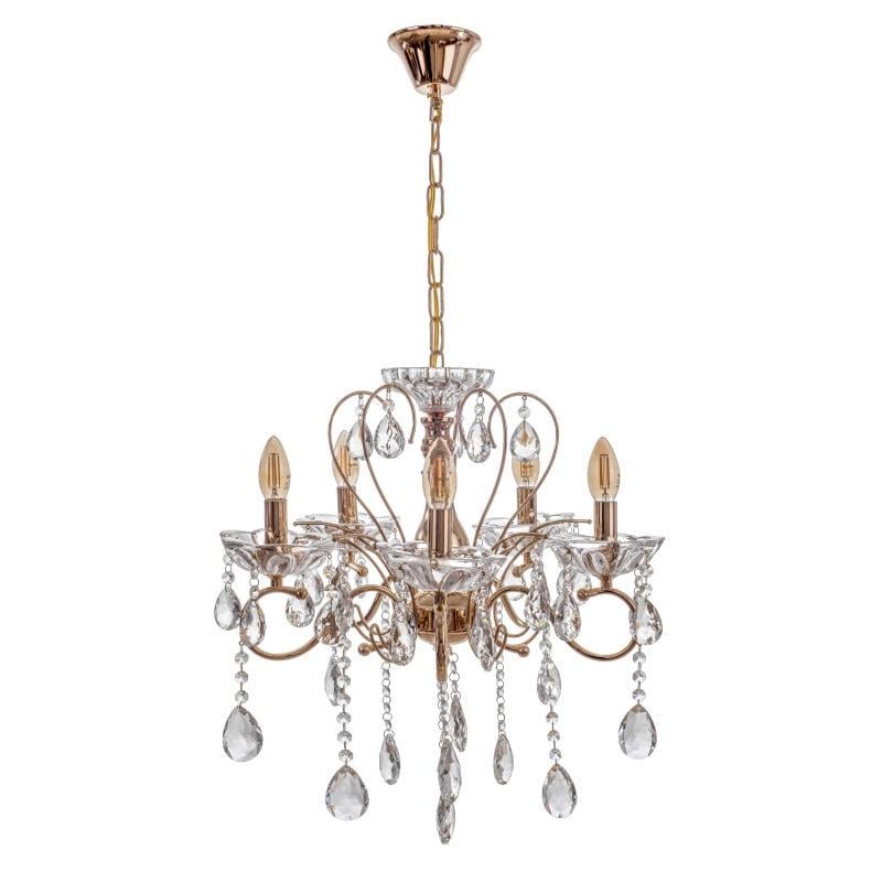 Люстра свеча подвесная хрустальная классическая Brille BCL-669S/5 E14 FGD