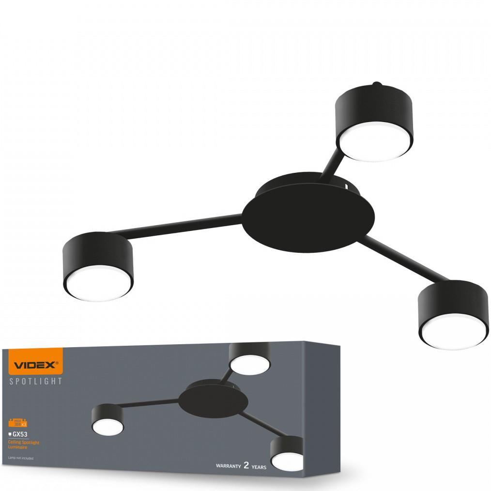Люстра Videx VL-SPF20B-B під лампу GX53х3 Чорний - фото 2