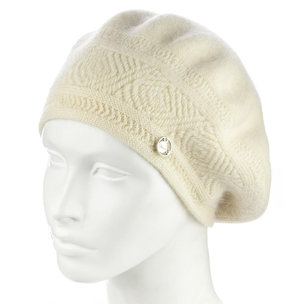 Берет жіночий ангоровий подвійний Atrics WH912 з візерунком Ваніль