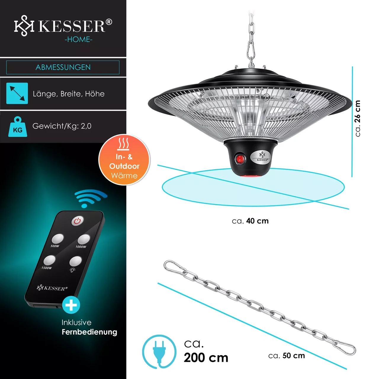 Инфракрасный обогреватель потолочный KESSER 140x40x28 см - фото 4