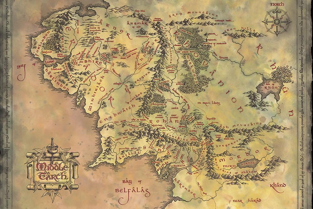 Постер плакат Володар Перснів Карта Середзем'я/The Lord of the Rings Middle Earth Map 61x91,5 см