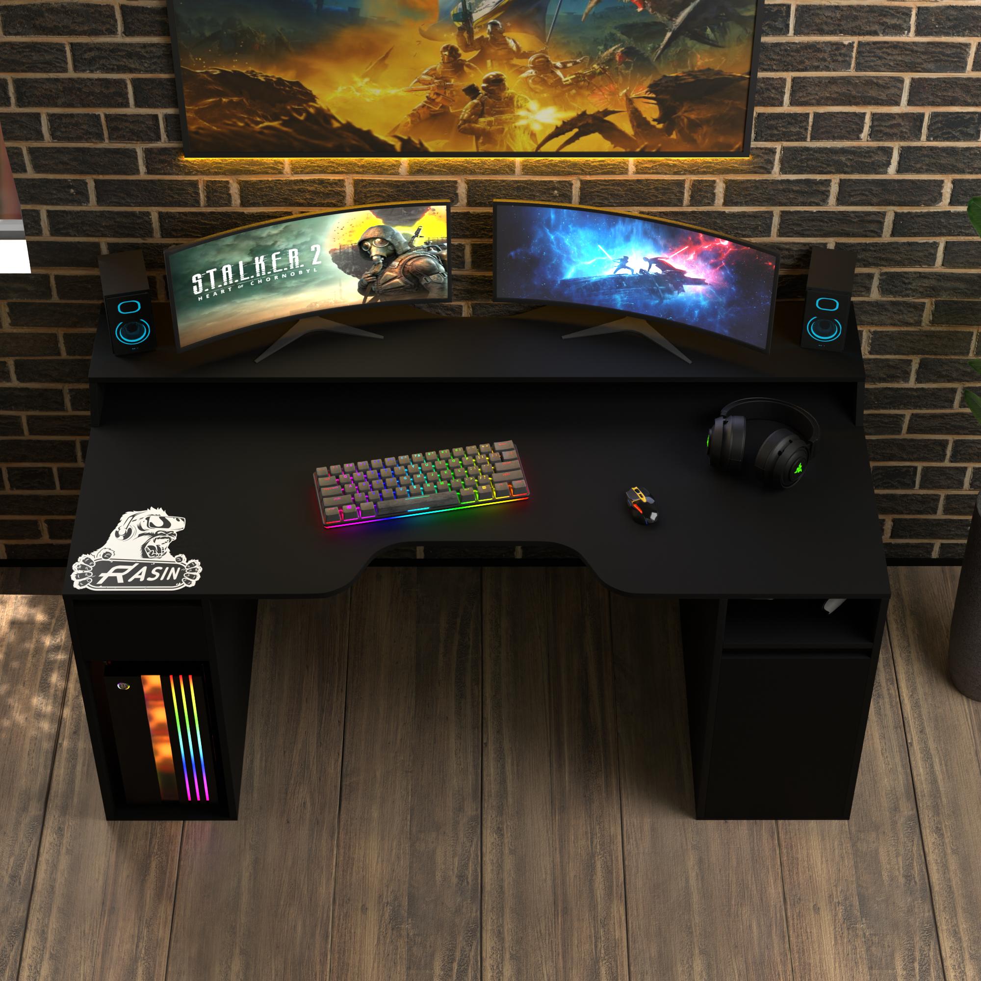 Стол геймерський ергономічний із надбудовою Zeus Rasin RS-27 ламінована ДСП Чорний (RS-27) - фото 3 Стол геймерський ергономічний із надбудовою Zeus Rasin RS-27 ламінована ДСП Чорний (RS-27) - фото 3