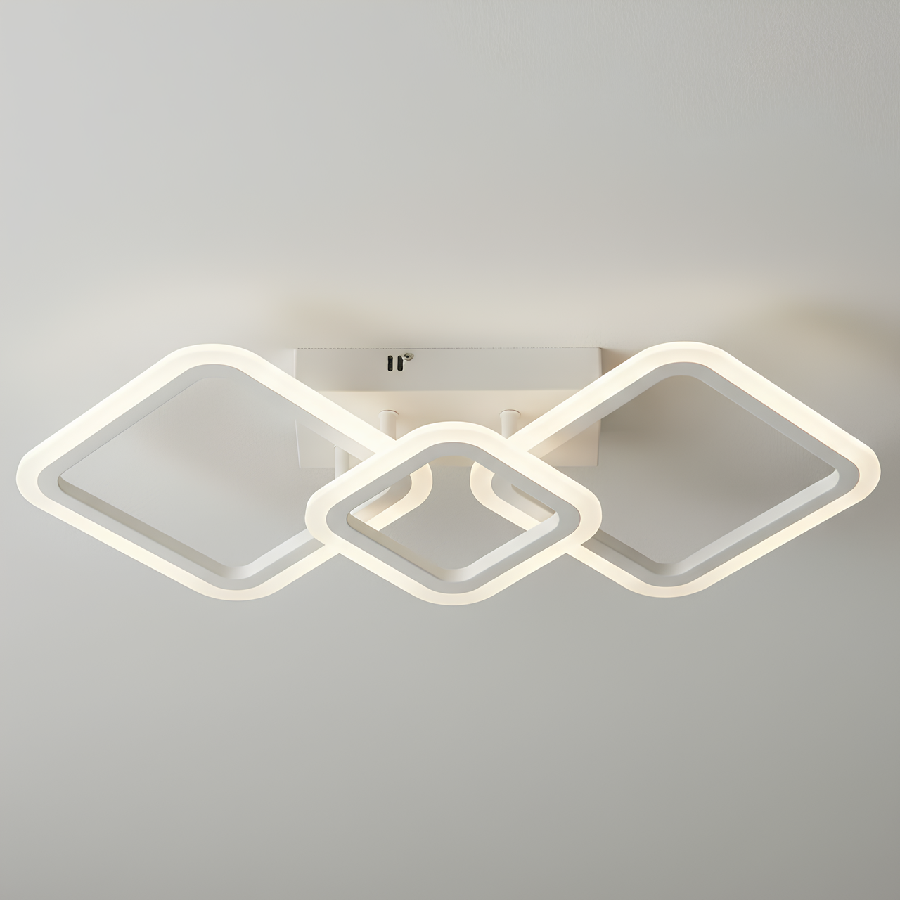 Люстра светодиодная Valeso 58W с тремя квадратными рассеивателями 3000-6500K с пультом Белый (G 2929/2+1 WT)