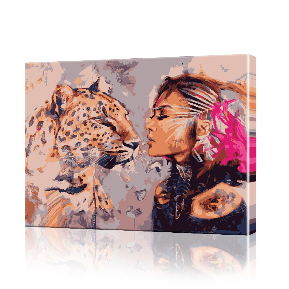 Картина по номерам ArtSale Девушка и ягуар PBN0297 40х50 см