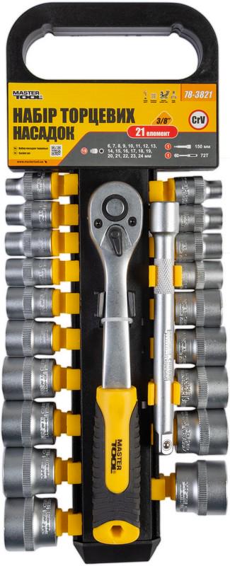 Набор насадок торцевых MasterTool GM CRV 3/8” 21 шт. (78-3821)