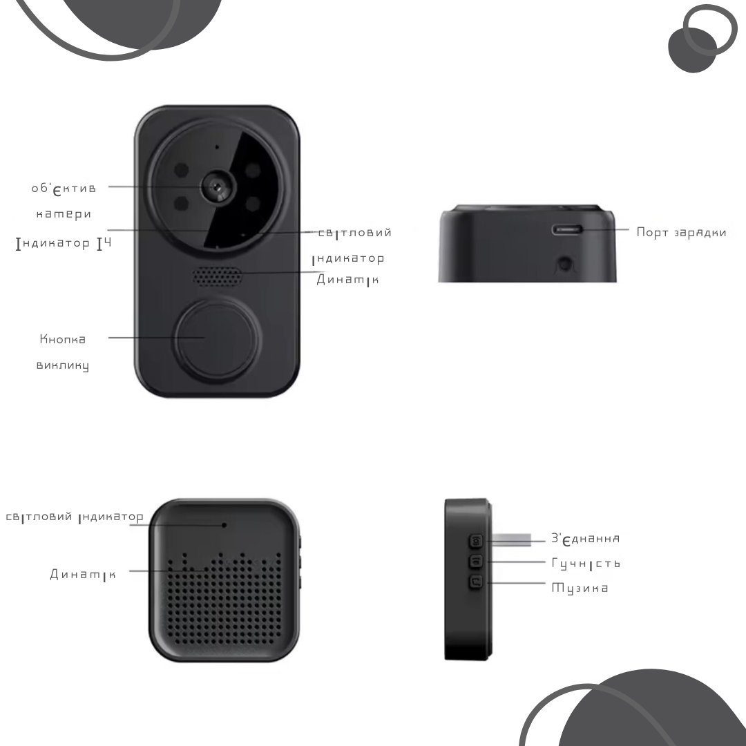 Видеозвонок умный WiFi smart doorbell M8 1080p ip55 - фото 2 Видеозвонок умный WiFi smart doorbell M8 1080p ip55 - фото 2