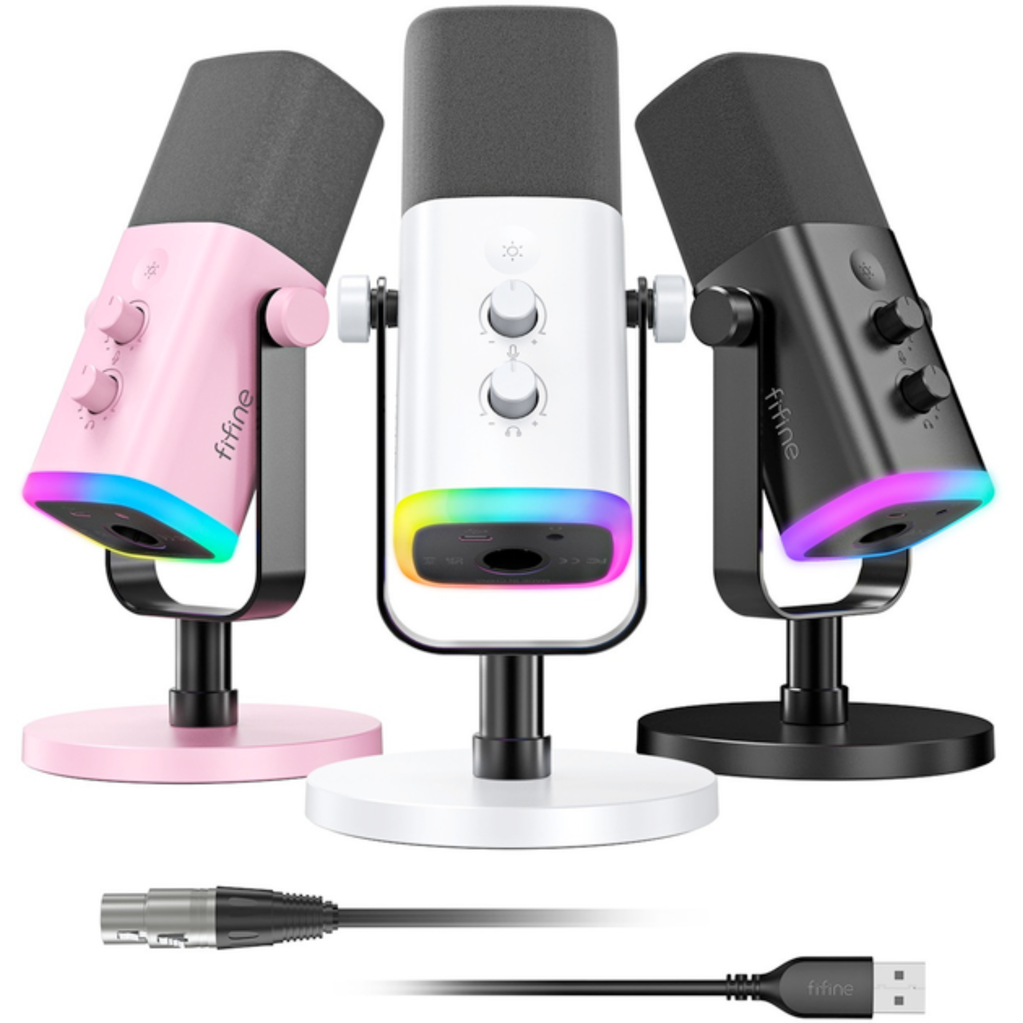 Динамический микрофон Fifine AM8W XLR/USB White (25860696) - фото 4 Динамический микрофон Fifine AM8W XLR/USB White (25860696) - фото 4