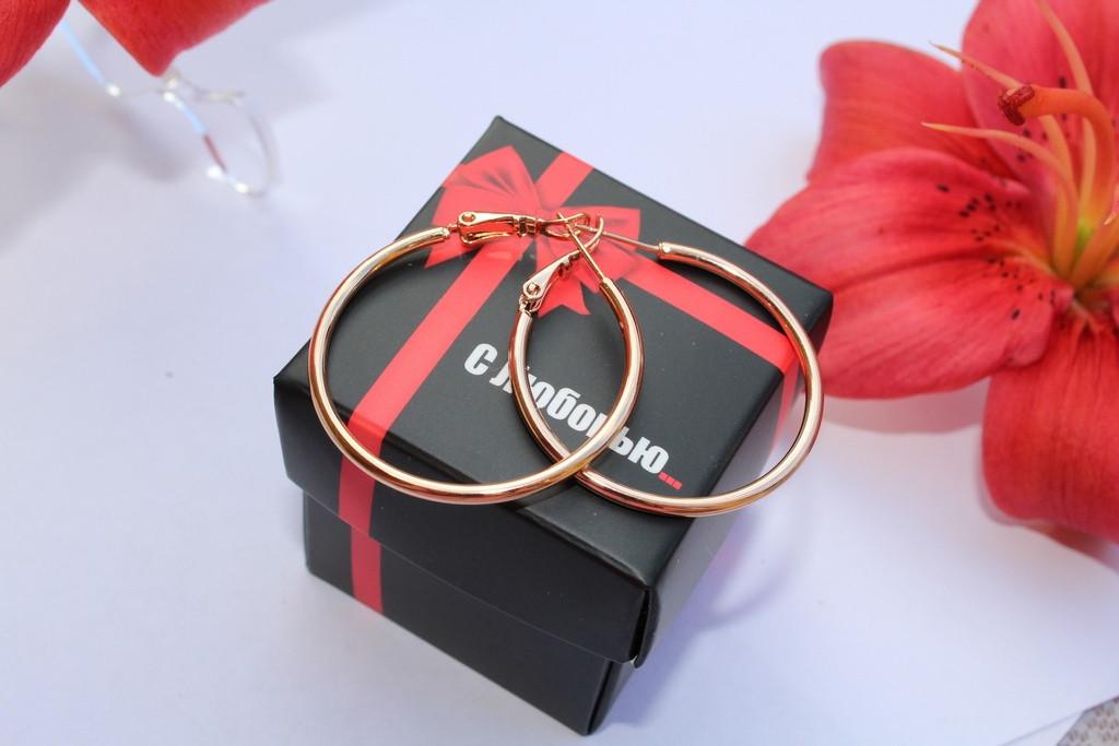 Серьги кольца Xuping Jewelry гладкие 3,5 см Золотистый (2362763057)