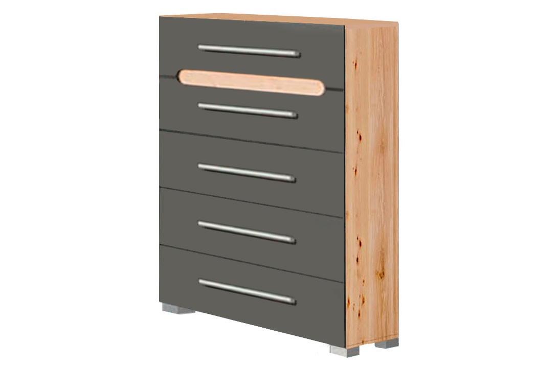 Комод с 5 ящиками Мир мебели Бьянко 60х41х104 Артизан/Графит (81797)