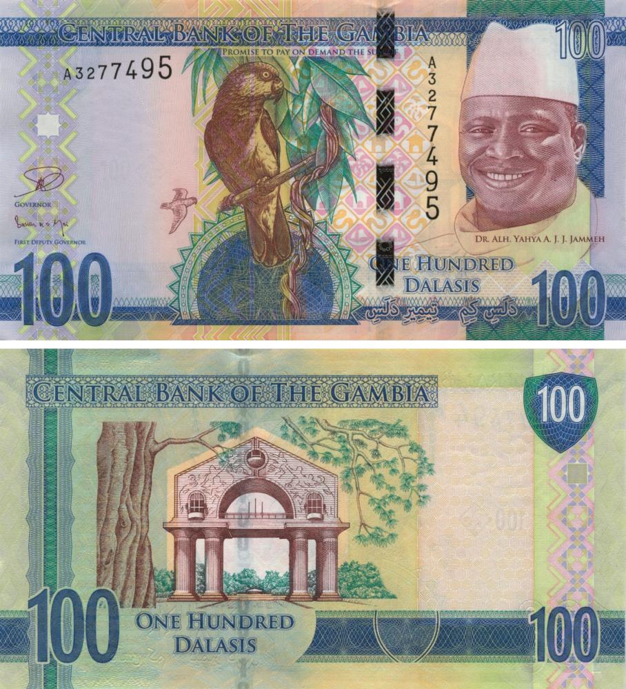 Коллекционная банкнота Гамбия 100 даласи 2015 UNC P35 (Б09625)
