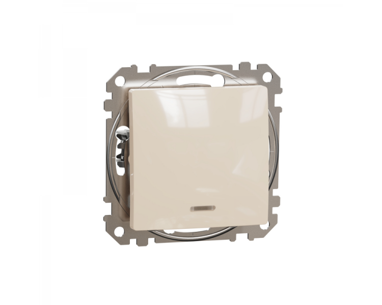 Выключатель одноклавишный Schneider Electric Sedna Design&Element с LED подсветкой ABS-UV Бежевый (SDD112101L)