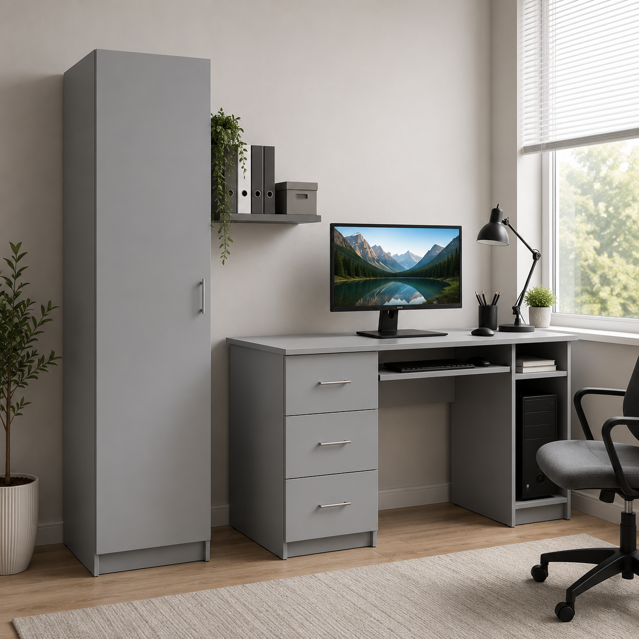 Шкаф-пенал с полками SENAM ПП2 2100х600х520 мм ДСП Серая Мышка