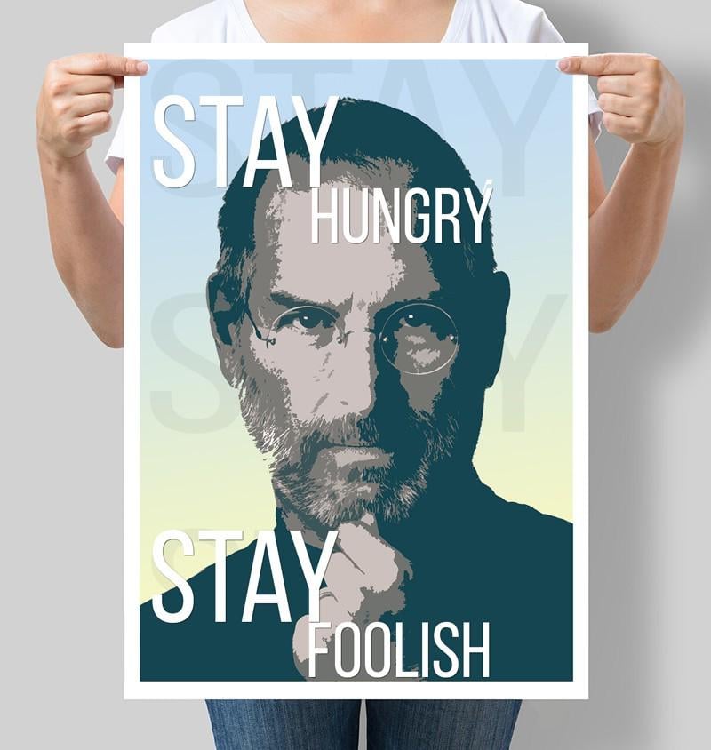 Постер мотиваційний Stay Hungry Stay Foolish Стів Джобс 30x42 см A3 без рамки (M106_A3)