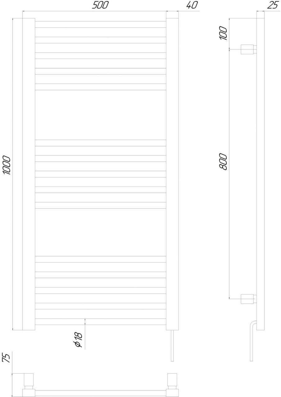 Полотенцесушитель электрический KOSSER Стэп ER с таймером 1000х500 мм Черный - фото 3 Полотенцесушитель электрический KOSSER Стэп ER с таймером 1000х500 мм Черный - фото 3