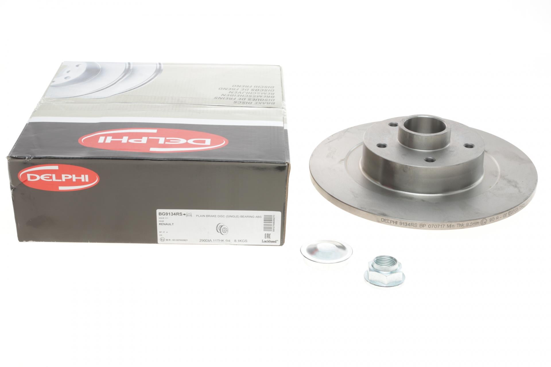 Диск гальмівний задній DELPHI Renault Scenic III 2.0dCi 09- +ABS з підшипником 290х11 мм (BG9134RS DELPHI)