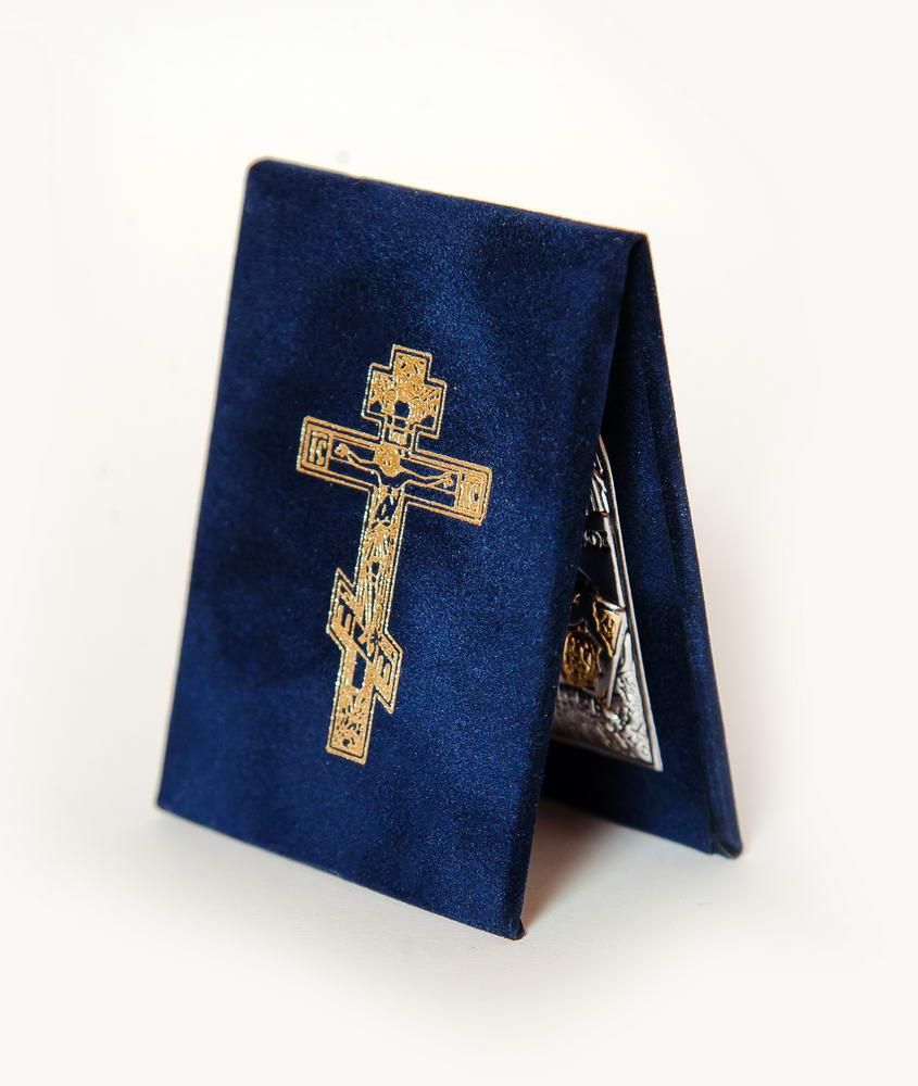 Ікона-складень Володимирська Богородиця в книжечці з оксамитом 5,7x8 см (EK1-007WAG) - фото 4