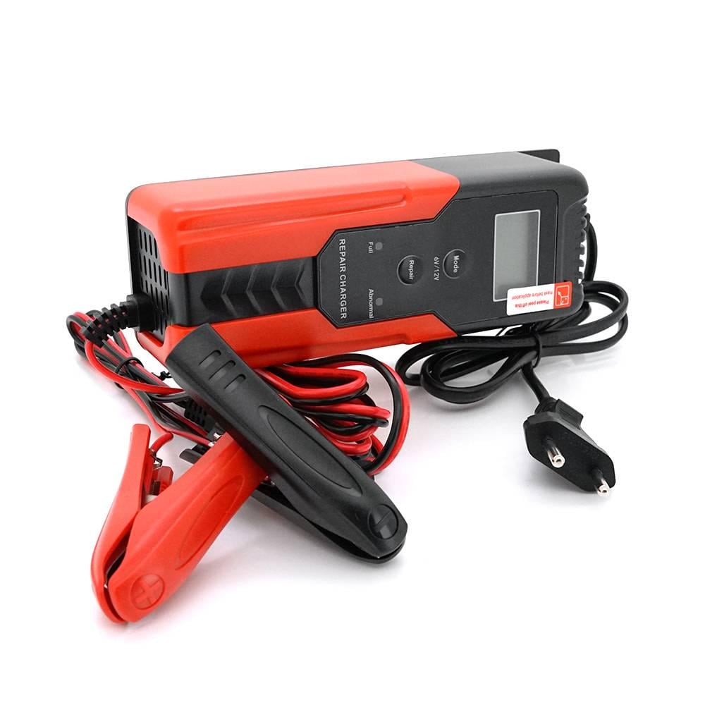 Зарядний пристрій автоматичний для акумулятора R12 6V/12V 100-240V 2-4А LCD клеми AGM/GEL/Lead 172x62x50 мм (26871)