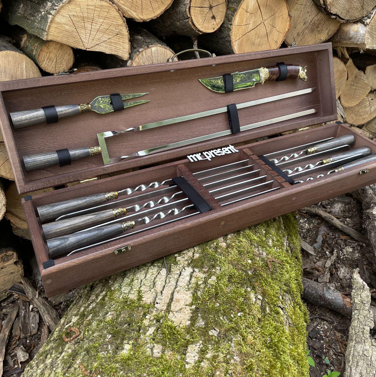 Набір шампурів Lux-Premium №10 ручної роботи (19217427) - фото 7 Набір шампурів Lux-Premium №10 ручної роботи (19217427) - фото 7