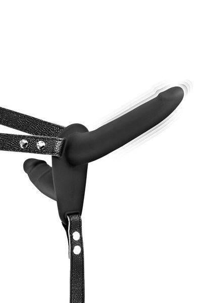 Страпон подвійний Fetish Tentation Vibrating Strap-On with Double Dildo Black ( 38131687)