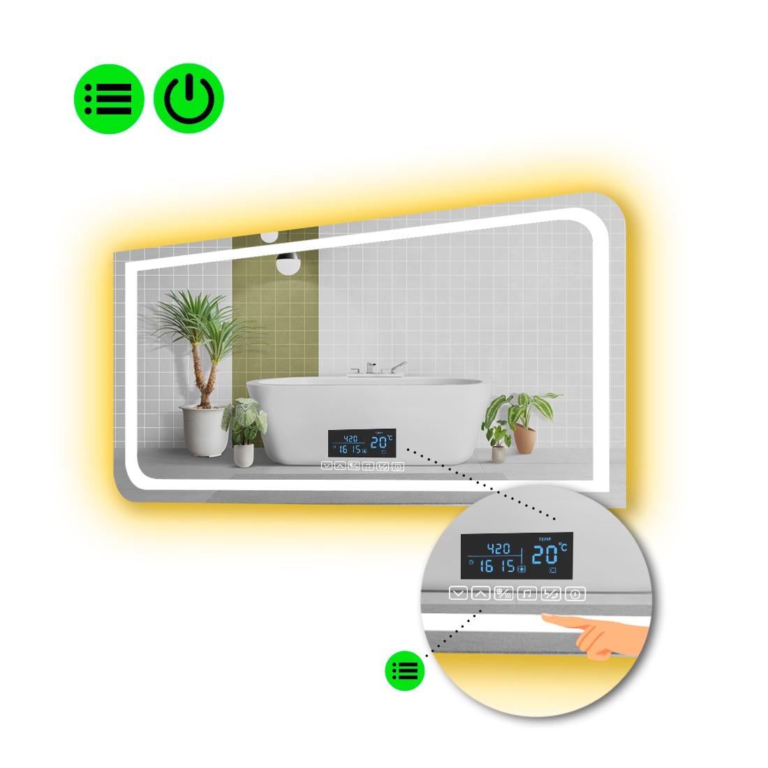 Зеркало с LED подсветкой Noemi с Smart-блоком 80x60 см (8994330)