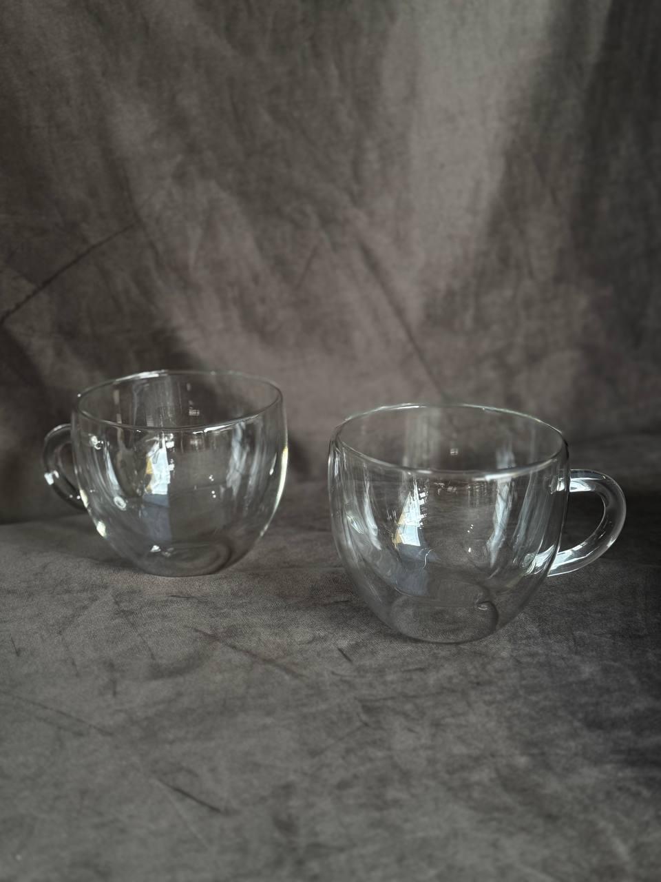 Набір чашок із подвійними стінками Vittora Twin боросилікатне скло 350 мл 2 шт. Прозорий (VT-5304-350) - фото 1